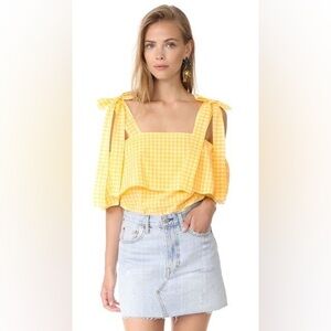 AMANDA UPRICHARD Eli Top In White/yellow Gingham‎ Medium
